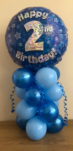 Blue Birthday Air Filled Table Decoration Available In  Ages From 1-21, 30th, 40th, 60th, 70th And Happy Birthday