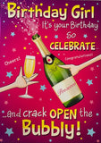 Birthday Girl Bubbly Humour Greeting Card
