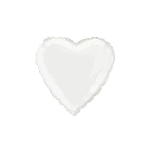 White Heart Shape Helium Filled Foil Balloon