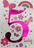 5 Today Flowers And Butterflies Birthday Greeting Card