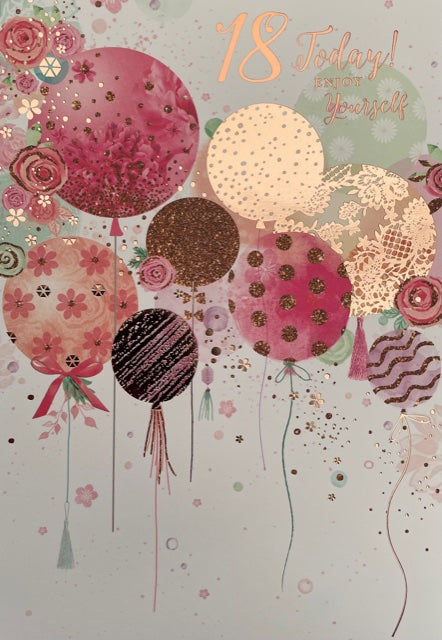 18 Today Balloons Birthday Greeting Card