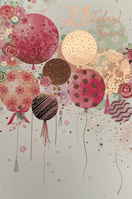 21 Today Balloons Birthday Greeting Card