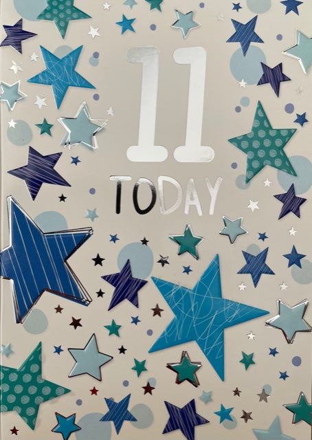 11 Today Blue Stars Birthday Greeting Card