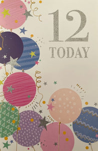 12 Today Balloons Birthday Greeting Card