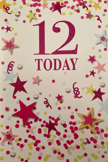 12  Today Pink Stars Birthday Greeting Card
