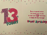 Happy Birthday 13 Today Greeting Card