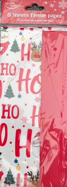 Ho Ho Ho/Red Tissue Paper (8 Sheets)