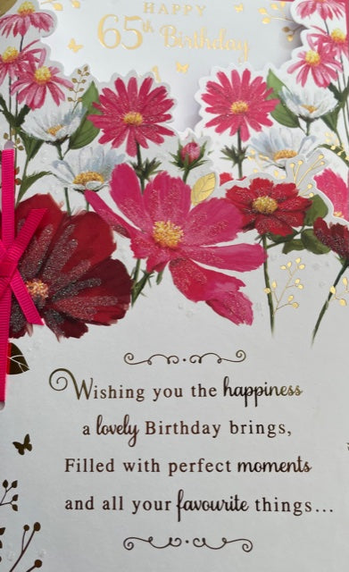 Happy 65th Birthday Flowers Greeting Card
