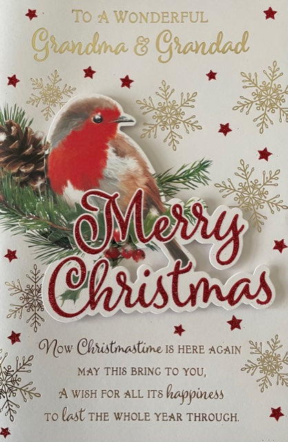 To A Wonderful Grandma And Grandad Christmas Greeting Card