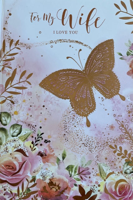 For My Wife Butterfly Birthday Greeting Card