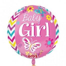 Baby Girl Orbz Helium Filled Foil Balloon