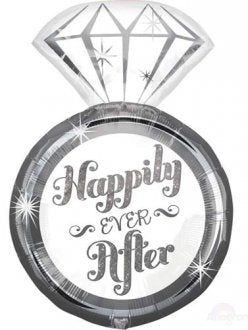 Happily Ever After Ring Wedding Supershape Helium Filled Foil Balloon