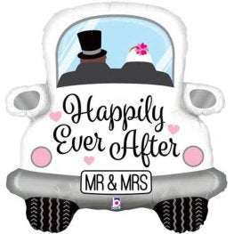 Happily Ever After Car Wedding Supershape Helium Filled Foil Balloon