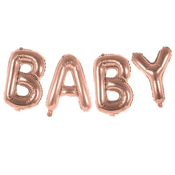 Rose Gold Baby Letter Air Fill Balloon Banner Kit