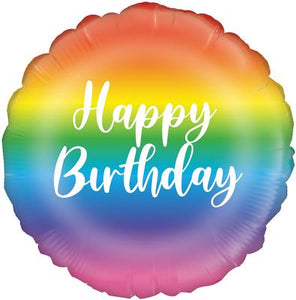 Happy Birthday Rainbow Script Helium Filled Foil Balloon