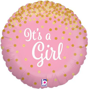 Glittering It's A Girl Helium Filled Foil Balloon