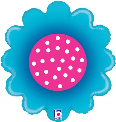 Blue Spring Flower Helium Filled Foil Balloon