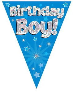 Birthday Boy Blue Holographic Party Bunting