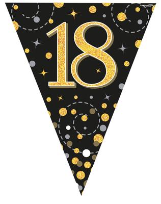 18th Birthday Sparkling Fizz Black And Gold Party Bunting
