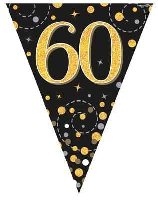 60th Birthday Sparkling Fizz Black And Gold Party Bunting