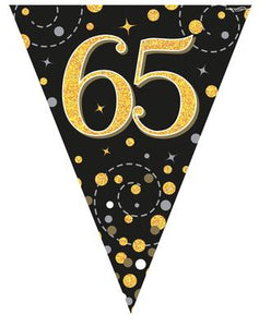 65th Birthday Sparkling Fizz Black And Gold Party Bunting