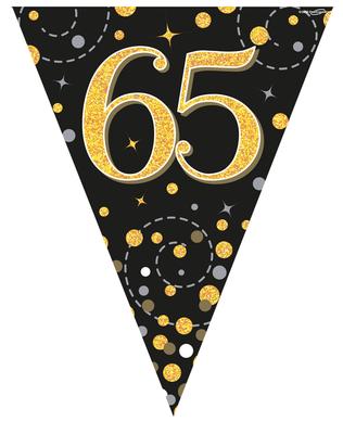 65th Birthday Sparkling Fizz Black And Gold Party Bunting