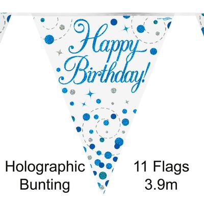 Happy Birthday Blue Sparkling Fizz Party Bunting