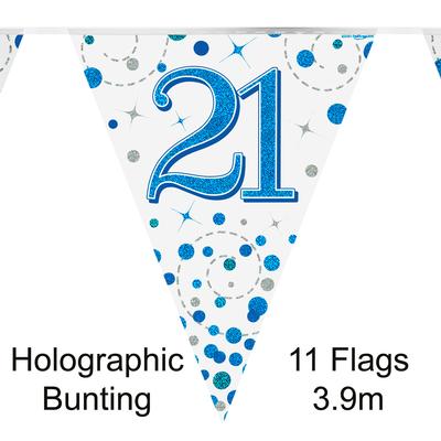 21st Birthday Blue Sparkling Fizz Party Bunting