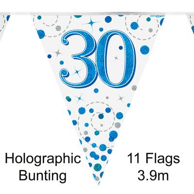 30th Birthday Blue Sparkling Fizz Party Bunting