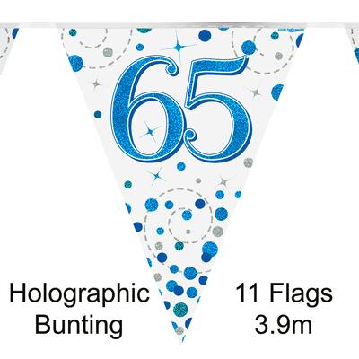 65th Birthday Blue Sparkling Fizz Party Bunting