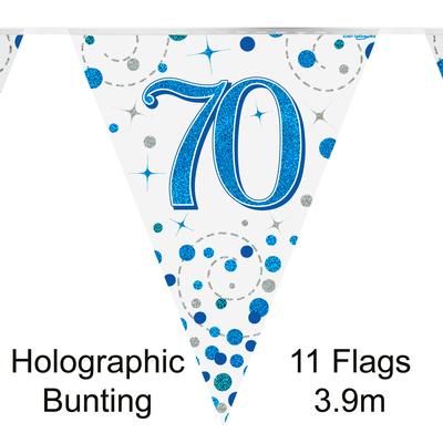 70th Birthday Blue Sparkling Fizz Party Bunting
