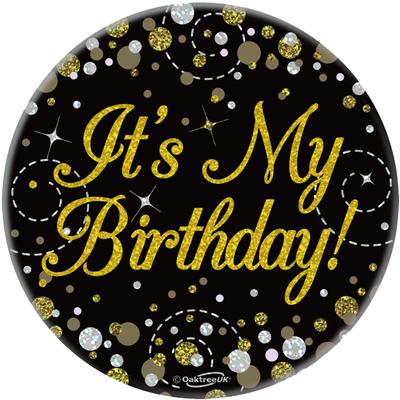 It's My Birthday Black And Gold Badge