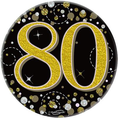 Age 80 Black And Gold Badge