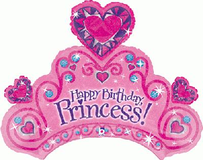 Happy Birthday Princess Crown Helium Filled Supershape Foil Balloon