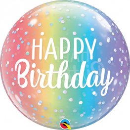 Happy Birthday Ombre And Dots Helium Filled Single Bubble Balloon