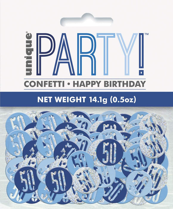 Blue And Silver 50th Birthday Metallic Confetti 14g