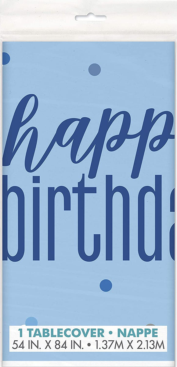 Blue Glitz Happy Birthday Plastic Tablecover
