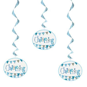 Blue Christening Hanging Decorations (3 Pack)