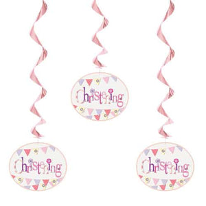 Pink Christening Hanging Decorations (3 Pack)