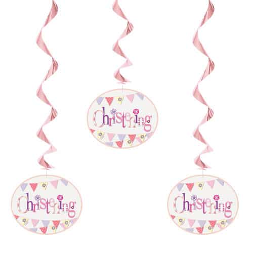 Pink Christening Hanging Decorations (3 Pack)