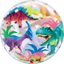 Colourful Dinosaurs Helium Filled Single Bubble Balloon