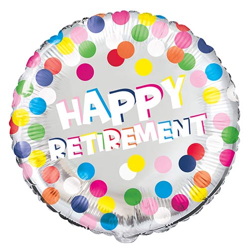 Colourful Dots Happy Retirement Helium Filled Foil Balloon