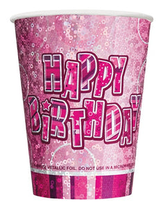 Pink Glitz Paper Party Cups x8