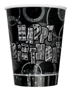 Black Glitz Paper Party Cups x8