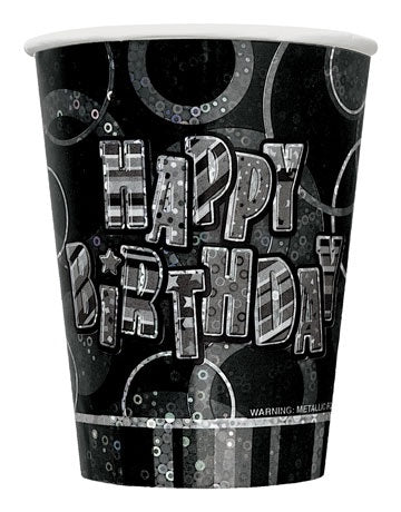 Black Glitz Paper Party Cups x8