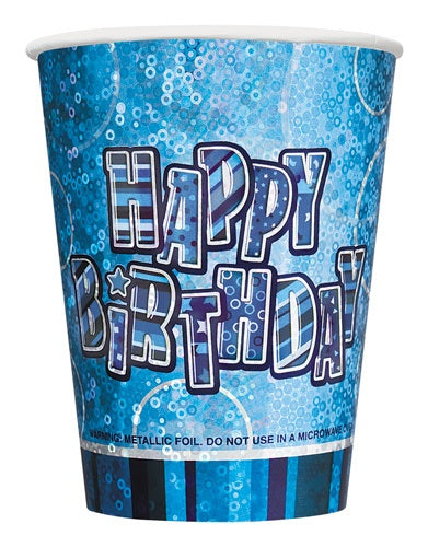 Blue Glitz Paper Party Cups x8