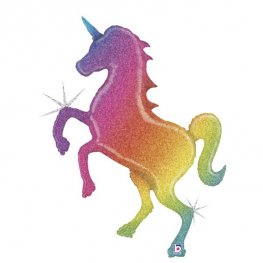 Glitter Rainbow Unicorn Supershape Helium Filled Foil Balloon
