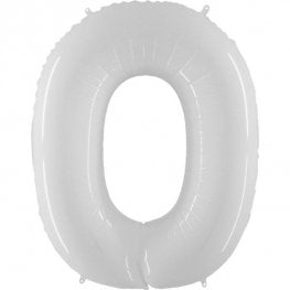 White Shiny Number Supershape Helium Filled Foil Balloon