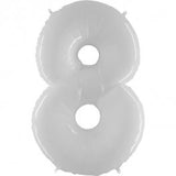 White Shiny Number Supershape Helium Filled Foil Balloon