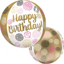 Happy Birthday Gems Orbz Helium Filled Foil Balloon
